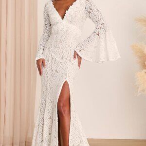 Duchess Ivory Lace Bell Sleeve Maxi Wedding Dress - 1XL